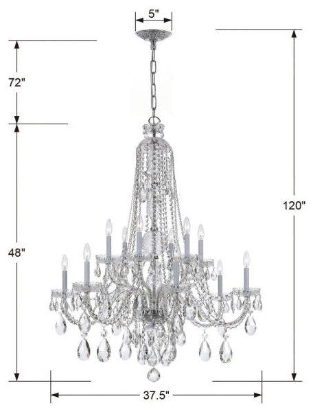 Crystal 6-Light Chandelier in Classic Style, 37.5"Wx48"HBy Crystorama Lighting