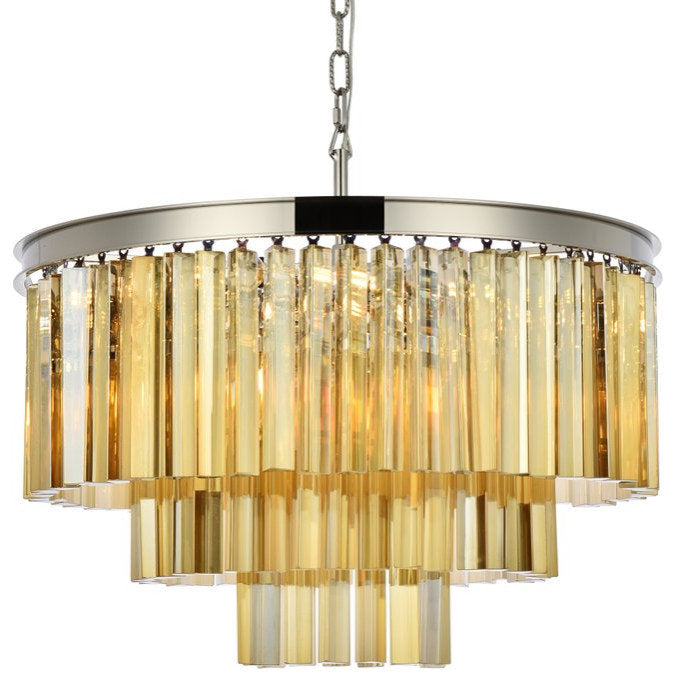 Elegant 1201D26PN-GT/RC Sydney 9-Light Polished Nickel Chandelier Golden TeakBy Elegant Furniture & Lighting