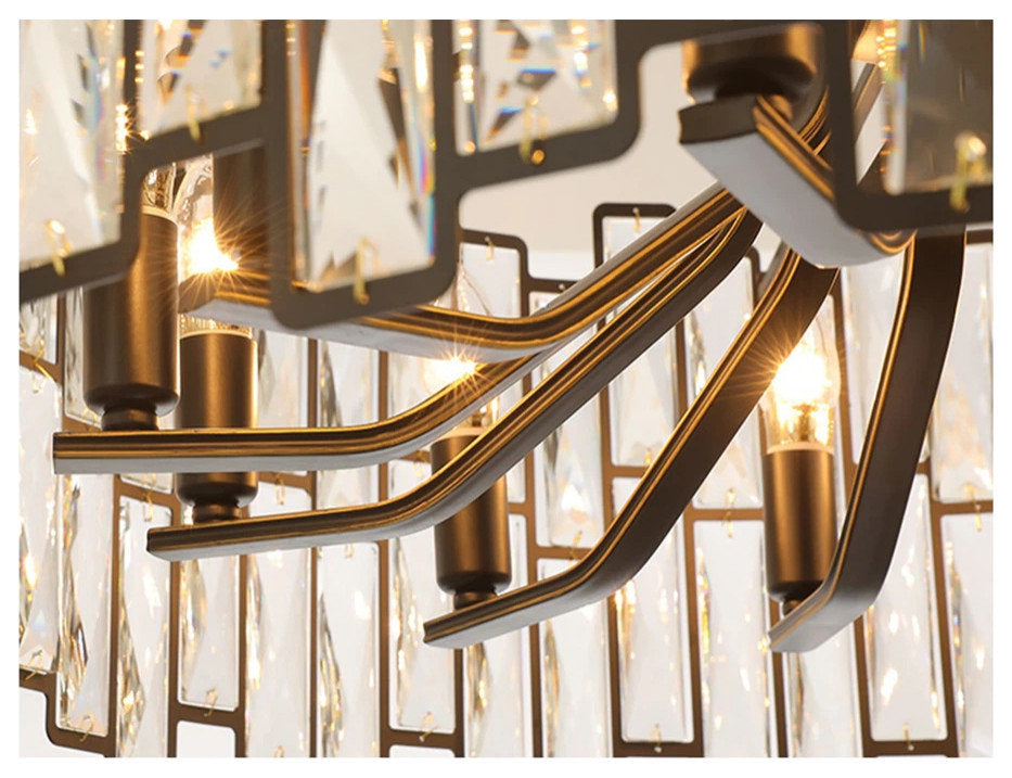 Montreux | Modern Drum Black Crystal Chandelier for Living Room, 23.6"By Miron Demid LLC