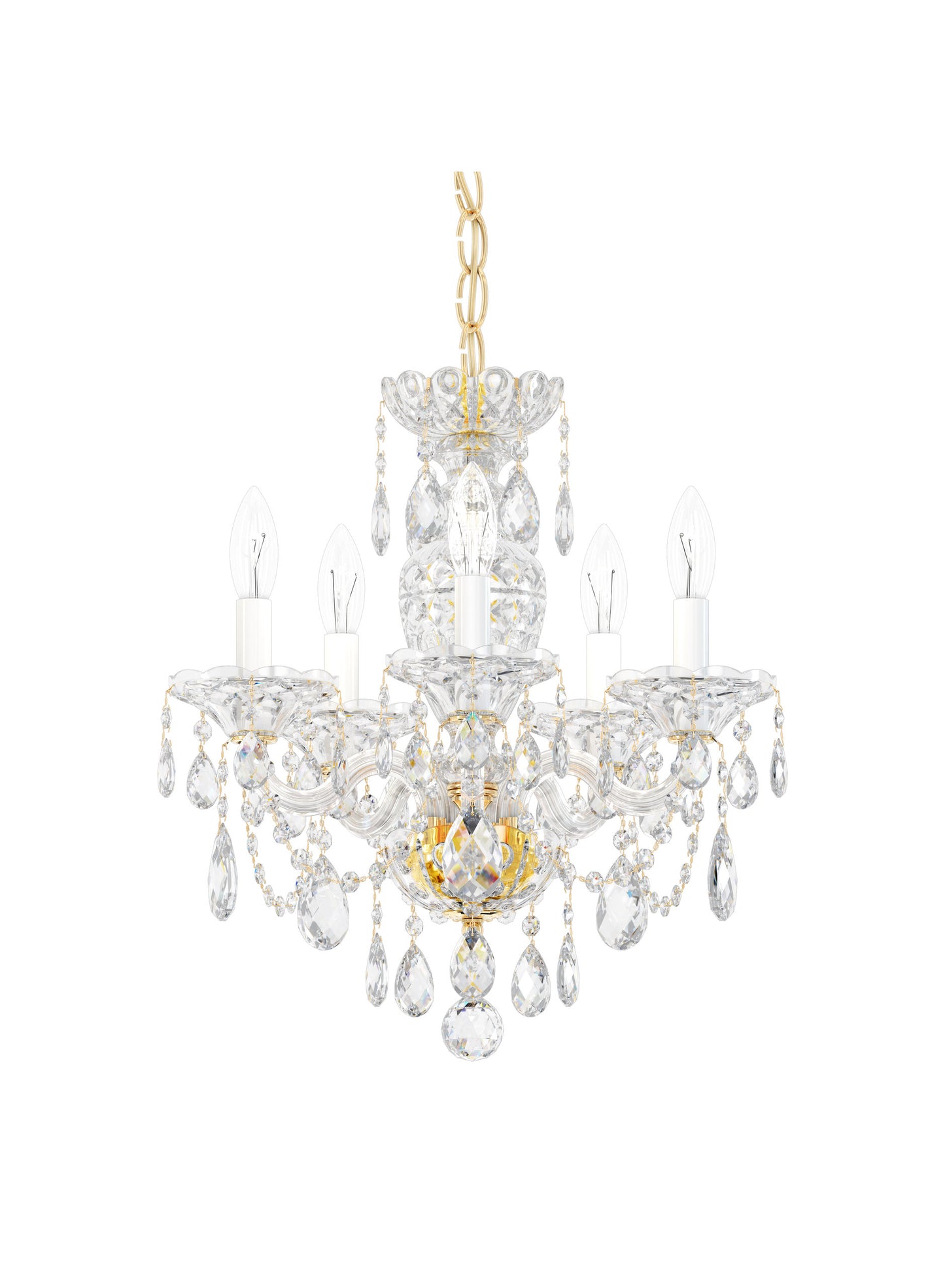 Schonbek 2999-211S, 5 Light Crystal Chandelier In AureliaBy Schonbek