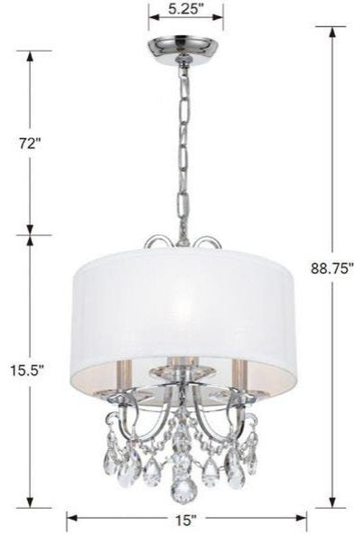 Othello 3 Light Chandelier in Classic Style, 15"Wx15"HBy Crystorama Lighting