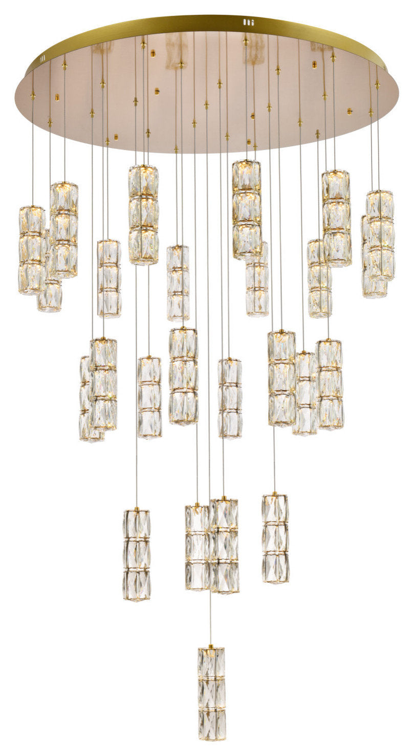 Elegant Lighting 3500D42 Polaris 25 Light 42"W LED Crystal - GoldBy Elegant Furniture & Lighting