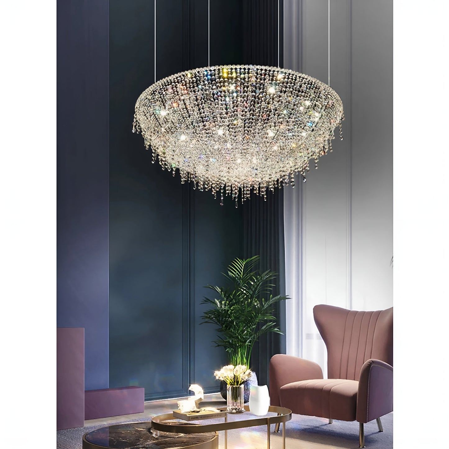 Bendejun | Luxury Brilliant Drops Crystal Chandelier, Dia23.6xh11.8", Warm LightBy Miron Demid LLC