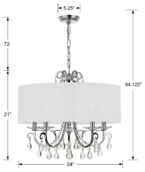 Othello 5 Light Chandelier in Classic Style, 24"Wx21"HBy Crystorama Lighting