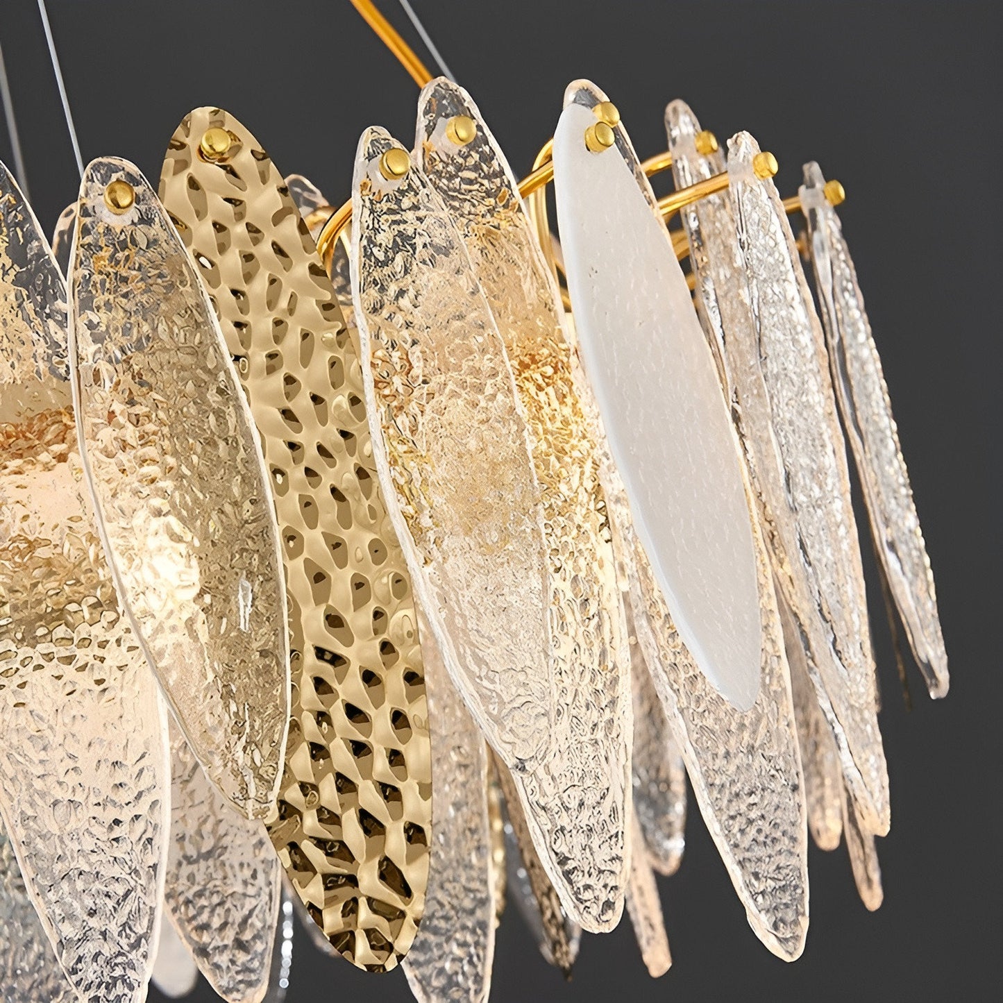 Altavilla Irpina | Round Gold Frosted/Smoke Gray/Blue Crystal Chandelier, Gold, Dia31.5"By Miron Demid LLC