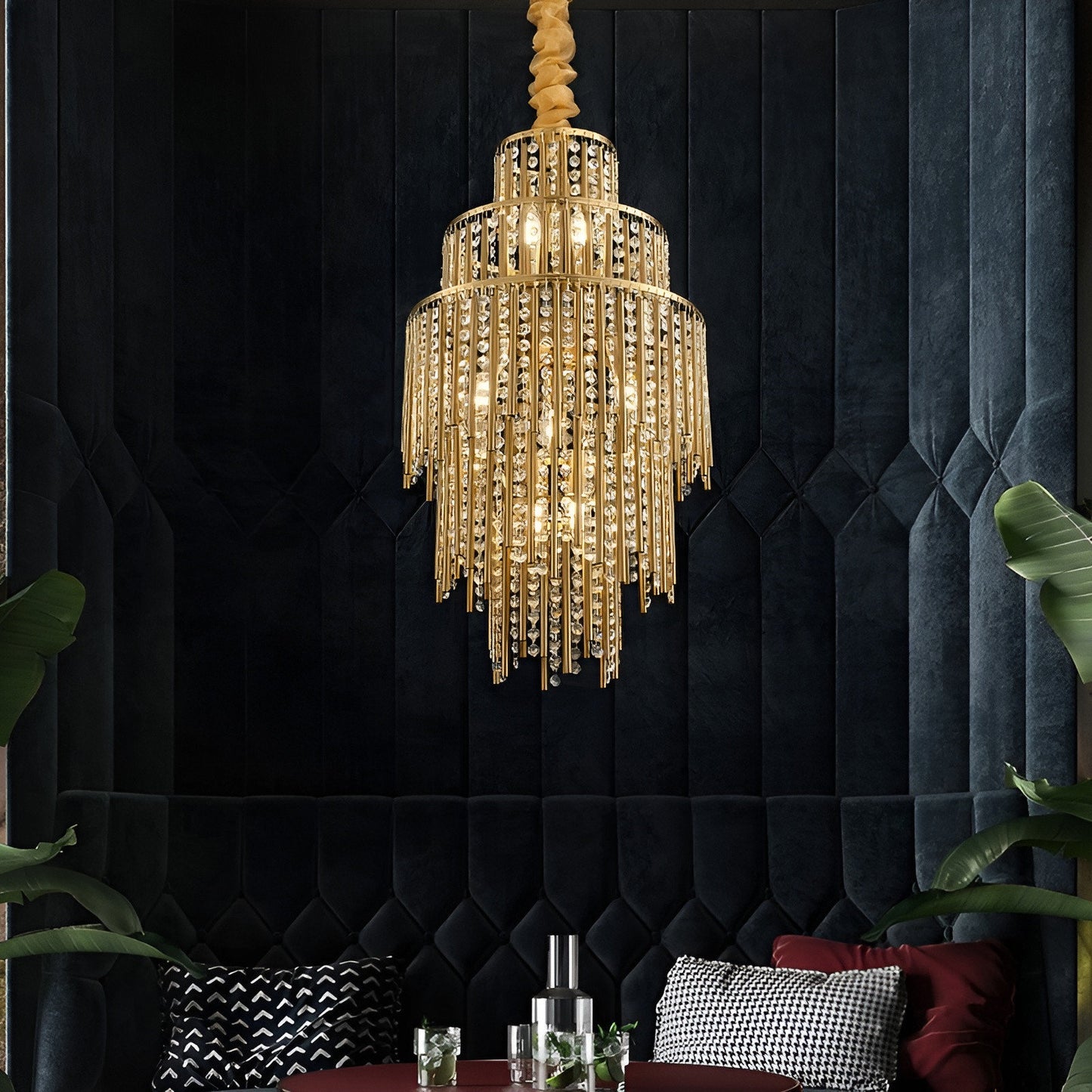 Antibes | Luxury Gold Chandelier With Crystal Balls, Cool Light, Non-DimmableBy Miron Demid LLC