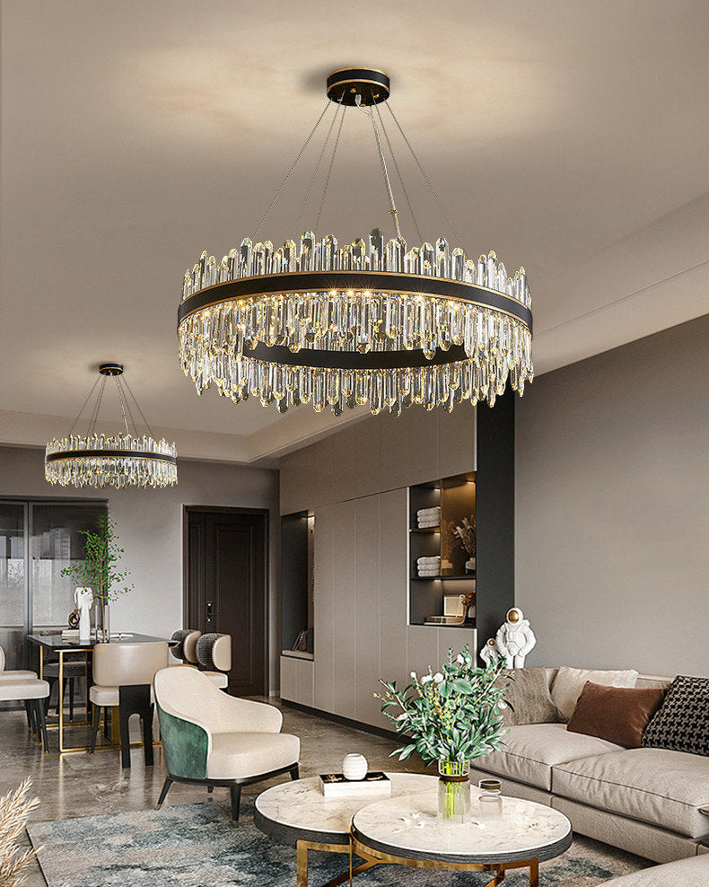 Ingria | Modern Ring LED Crystal Chandelier for Living Room, Dining Room, Dia39.4"By Miron Demid LLC