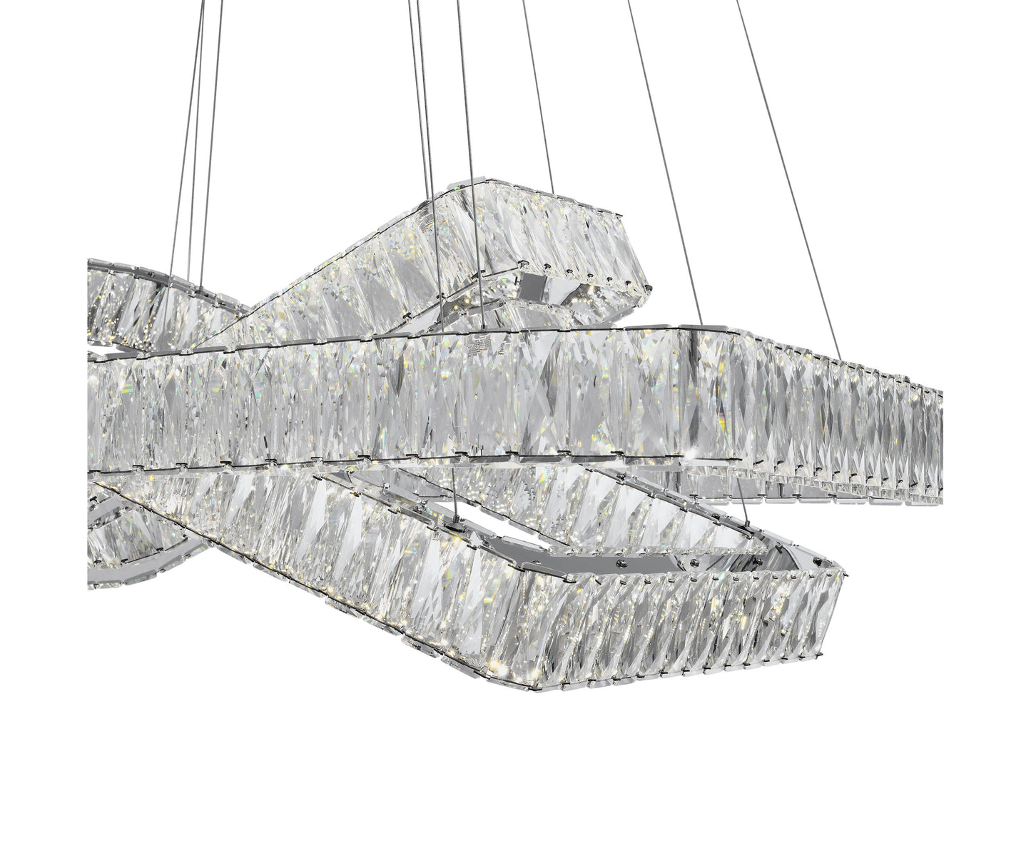 Crystal Elegance Integrated LED 3 Rectangles ChandelierBy Finesse Decor
