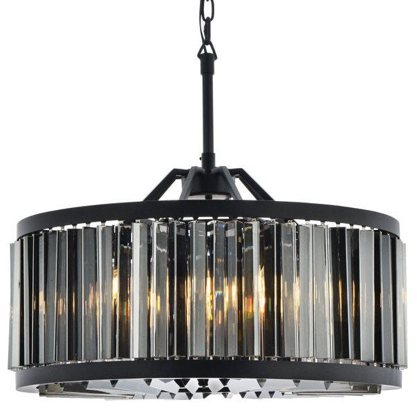 Elegant 1203D28MB-SS/RC Chelsea 8-Light Matte Black Chandelier Silver ShadeBy Elegant Furniture & Lighting