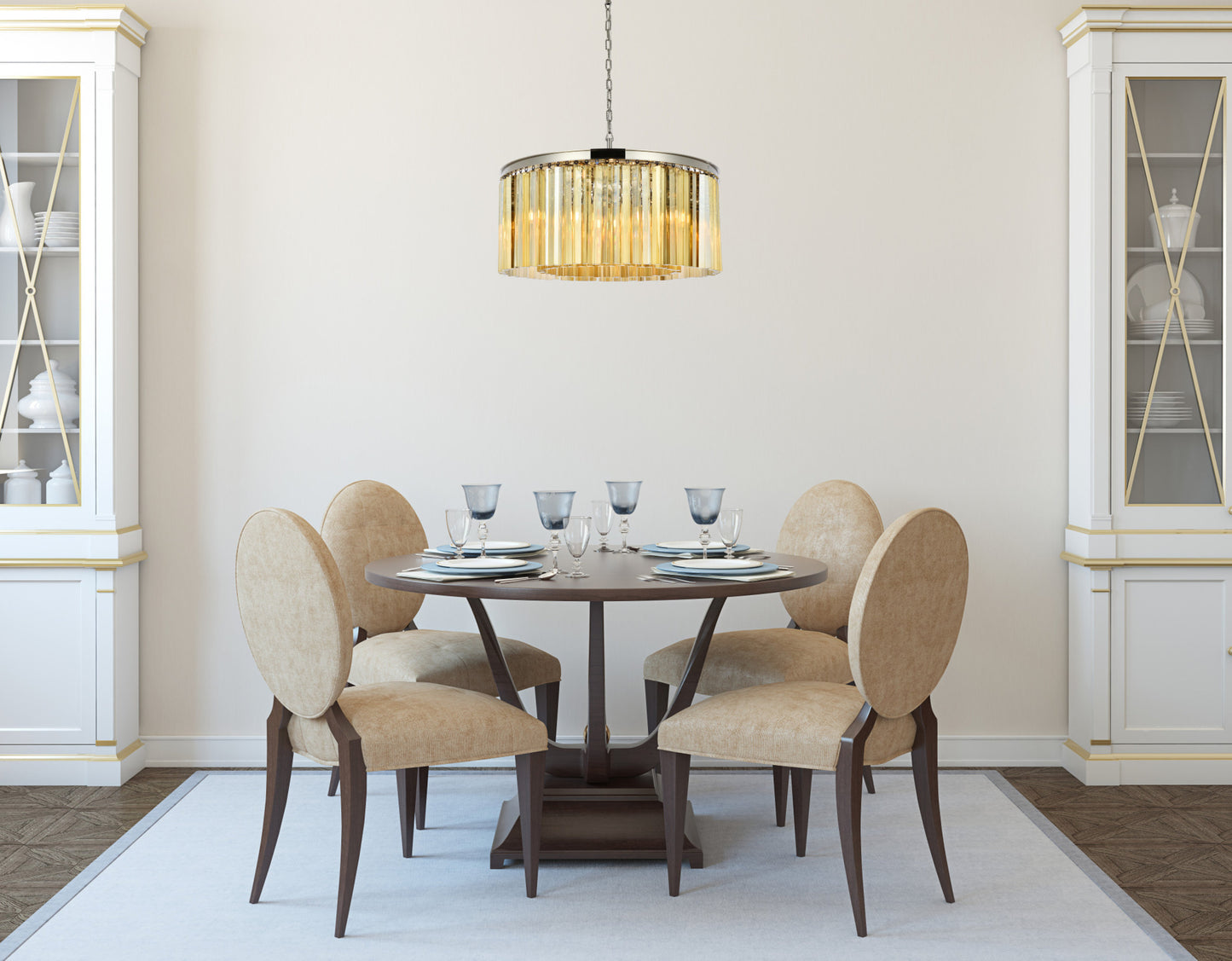 Elegant Lighting 1208D31-GT/RC Sydney 8 Light 32"W Crystal Drum - PolishedBy Elegant Furniture & Lighting