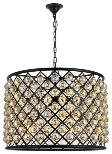 Elegant 1206D27MB-GT/RC Madison 8-Light Matte Black Chandelier Golden TeakBy Elegant Furniture & Lighting