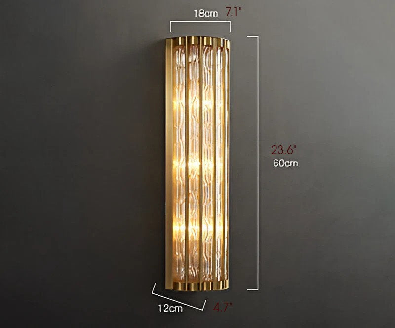 Luxury Golden Crystal Wall Lamp, L7.1xw4.7xh23.6", Warm LightBy Miron Demid LLC