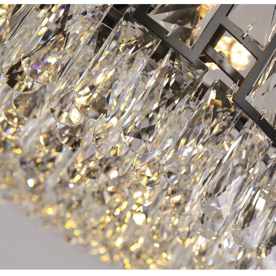 Quiliano | Modern Drum Black Crystal Ceiling Chandelier, Dia82cm/Dia32.3''By Miron Demid LLC