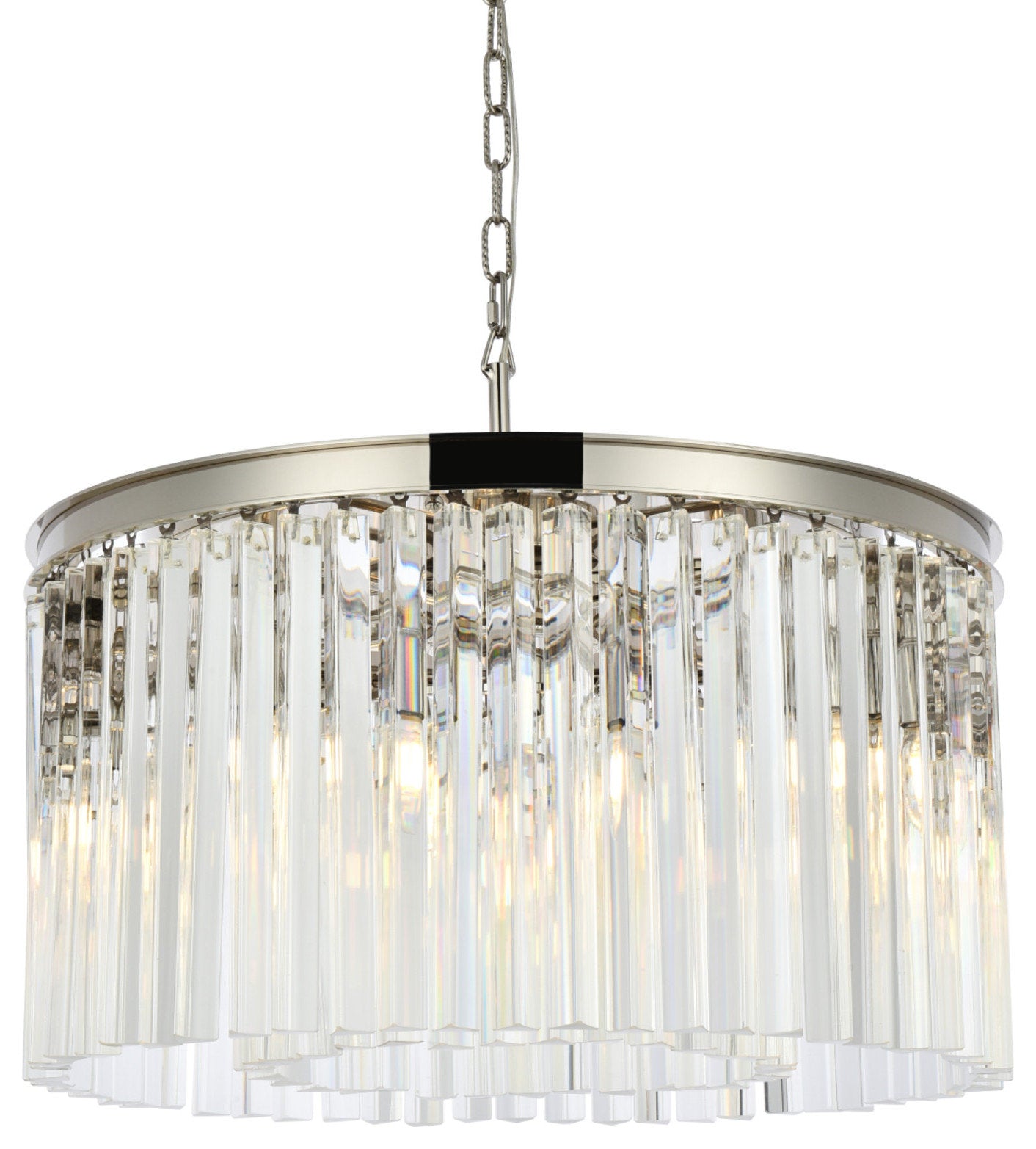 Elegant Lighting 1208D26/RC Sydney 8 Light 26"W Crystal Drum - Polished NickelBy Elegant Furniture & Lighting