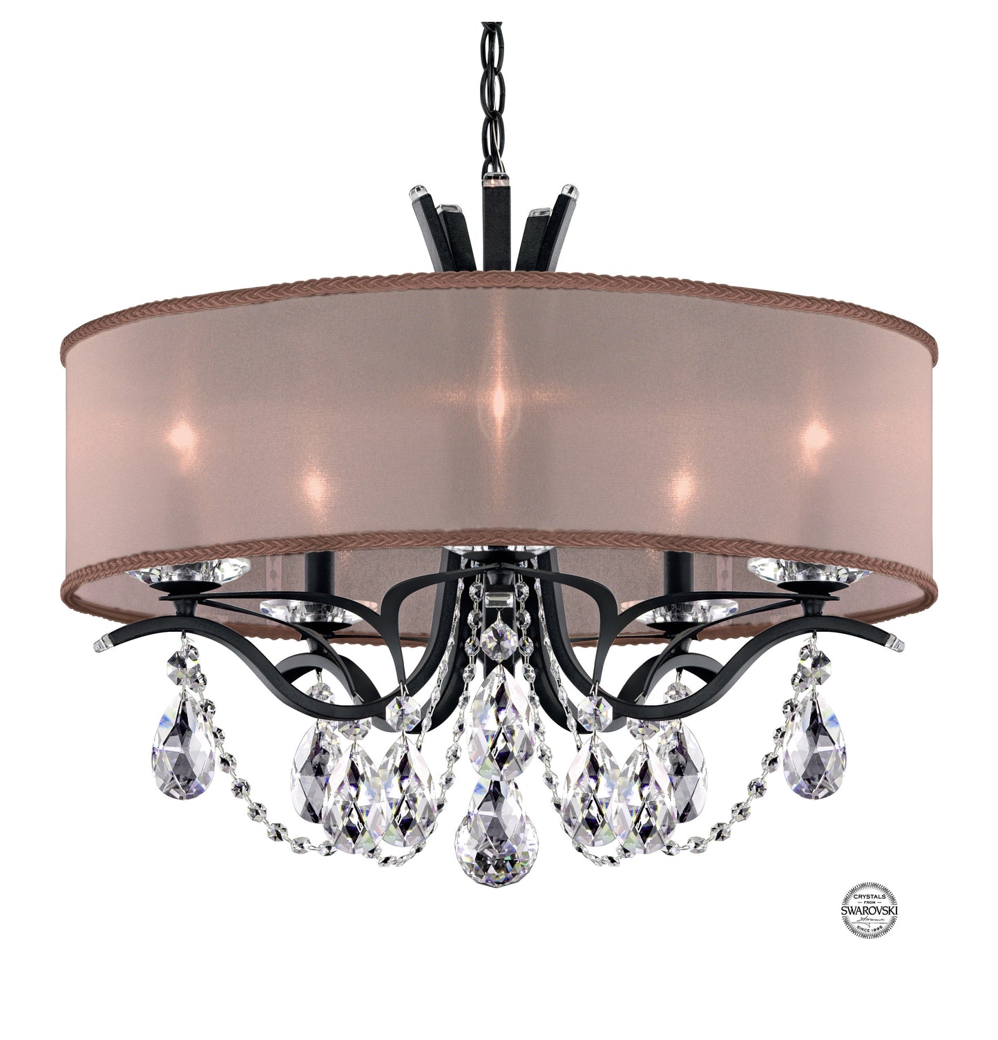 Schonbek Va8305N-59S3 5 Light Crystal Chandelier, Ferro BlackBy Schonbek
