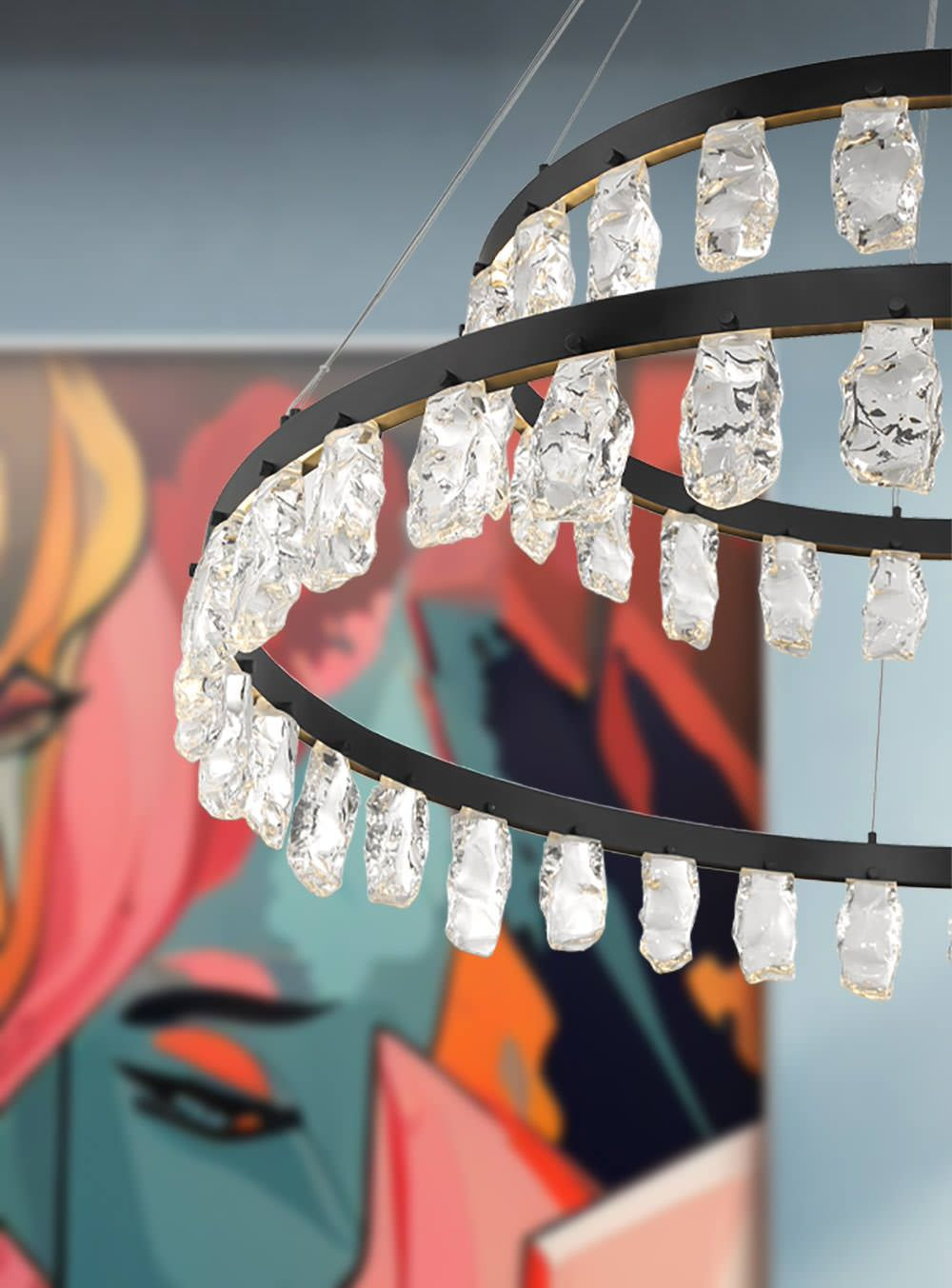 Kovacs P1499-L Artic Glacier 49"W LED Crystal Ring Chandelier - CoalBy Kovacs