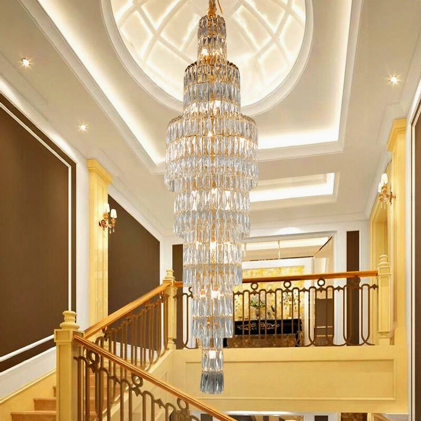 Pegli | New Luxury Long Crystal Chandelier for StairwayBy Miron Demid LLC