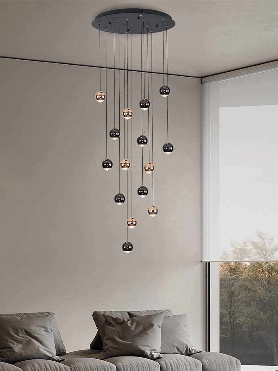 MIRODEMI? Laigueglia | Crystal LED Chandelier with Hanging Balls, Gold, 36 Lights, Warm Light, DimmableBy Miron Demid LLC