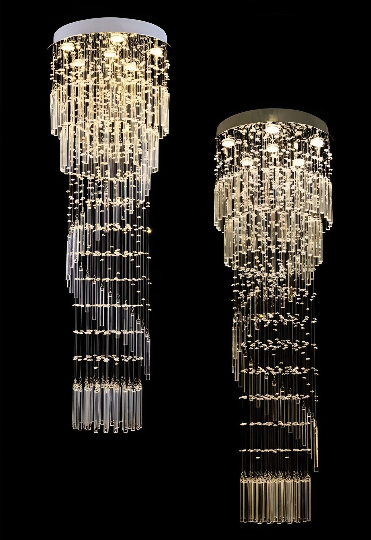 Levens | Exquisite Modern Flush Mount Crystal Chandelier, Dia31.5xh118.11" / Dia80xh300cm, Cool LightBy Miron Demid LLC