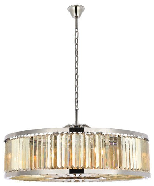 Elegant Lighting 1233G43-GT/RC Chelsea 10 Light 44"W Crystal Drum - Matte BlackBy Elegant Furniture & Lighting