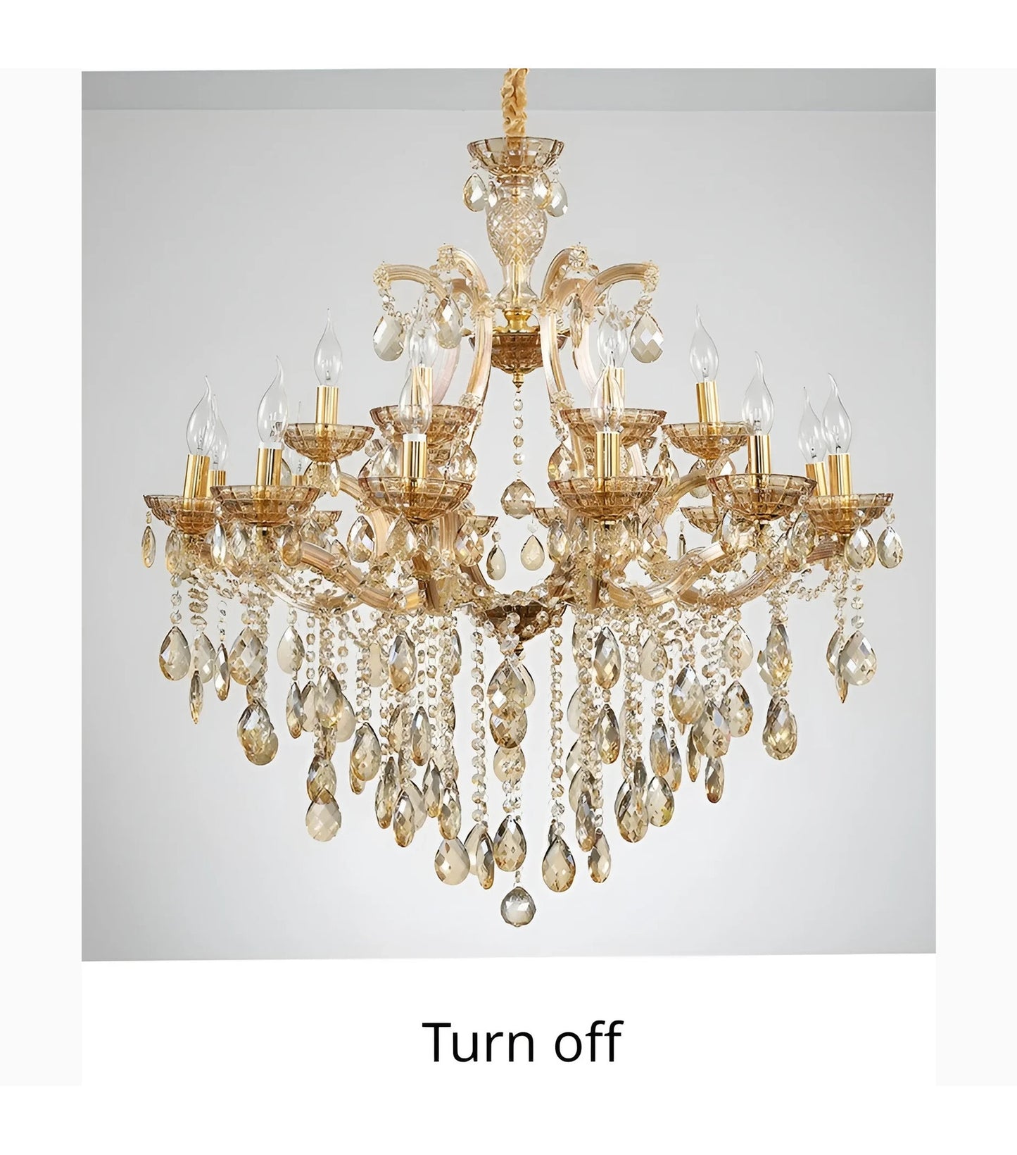 Zenevredo | European-Style Retro Crystal Candle Shape Chandelier, Amber, 15 HeadsBy Miron Demid LLC