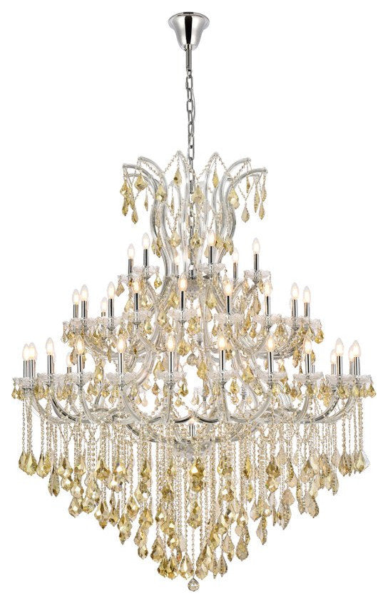 Elegant 2800G60C-GT/RC Maria Theresa 49-Light Chrome Chandelier Golden TeakBy Elegant Furniture & Lighting