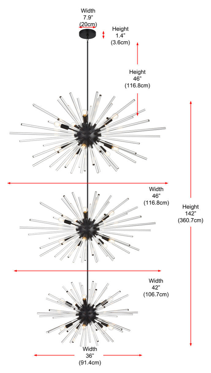Elegant Lighting 46" Three Tiers Crystal Starburst ChandelierBy Elegant Furniture & Lighting