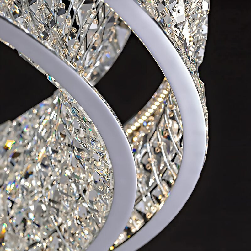Albano Vercellese | Chic Chrome/Gold Creative Round Crystal Chandelier, Gold, 1 Ring Large - Dia39.4xh6.7" / Dia100xh17.7cm, Warm LightBy Miron Demid LLC