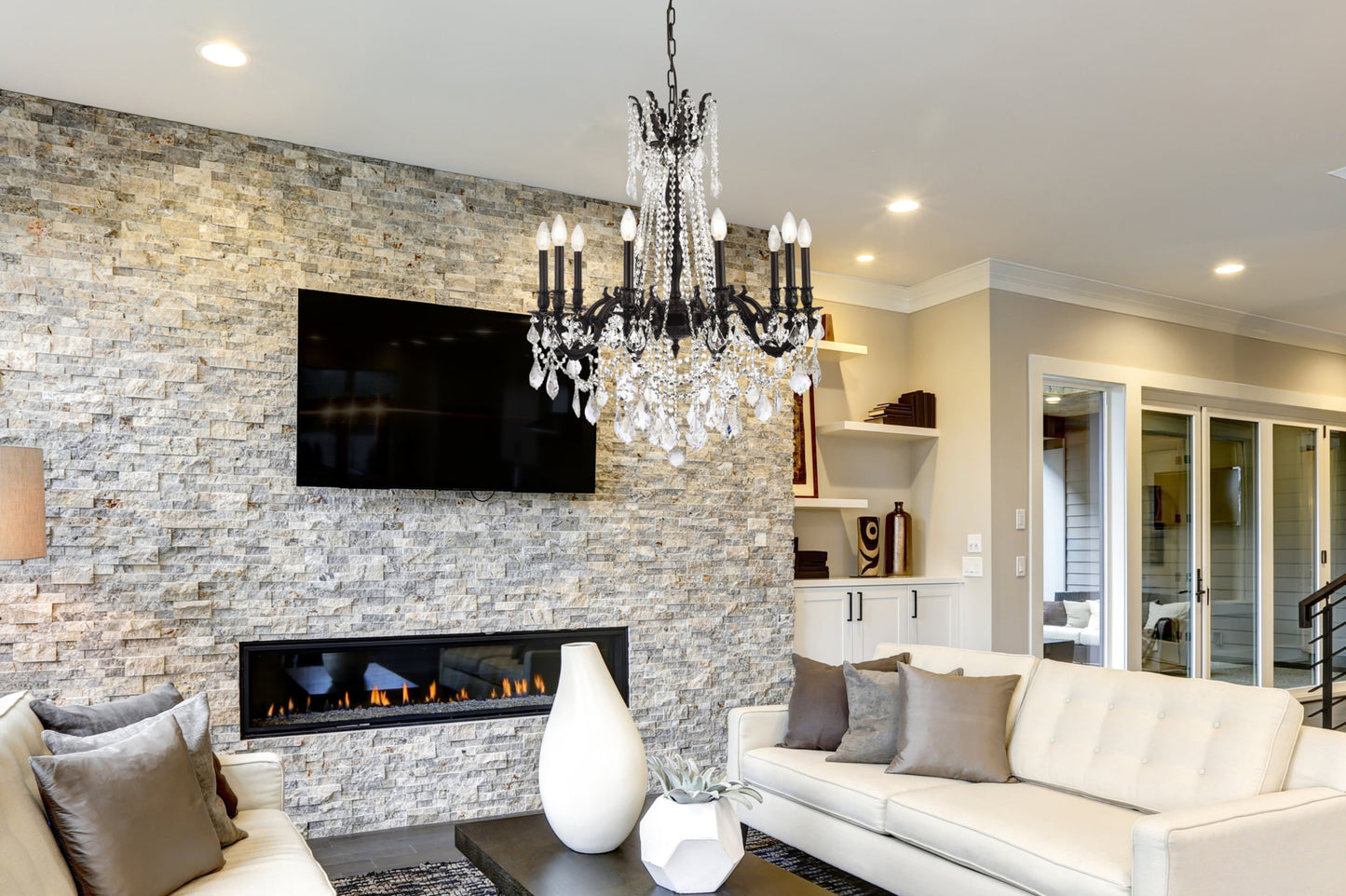 Elegant Lighting 9210D28/RC Rosalia 10 Light 28"W Crystal - Dark BronzeBy Elegant Furniture & Lighting
