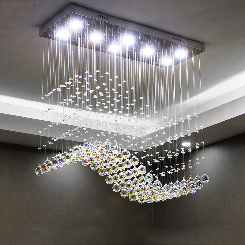 Agropoli | Luxury Rectangle LED Crystal Lamp for Dining Room, L39.4xw9.8xh39.4", Cool LightBy Miron Demid LLC