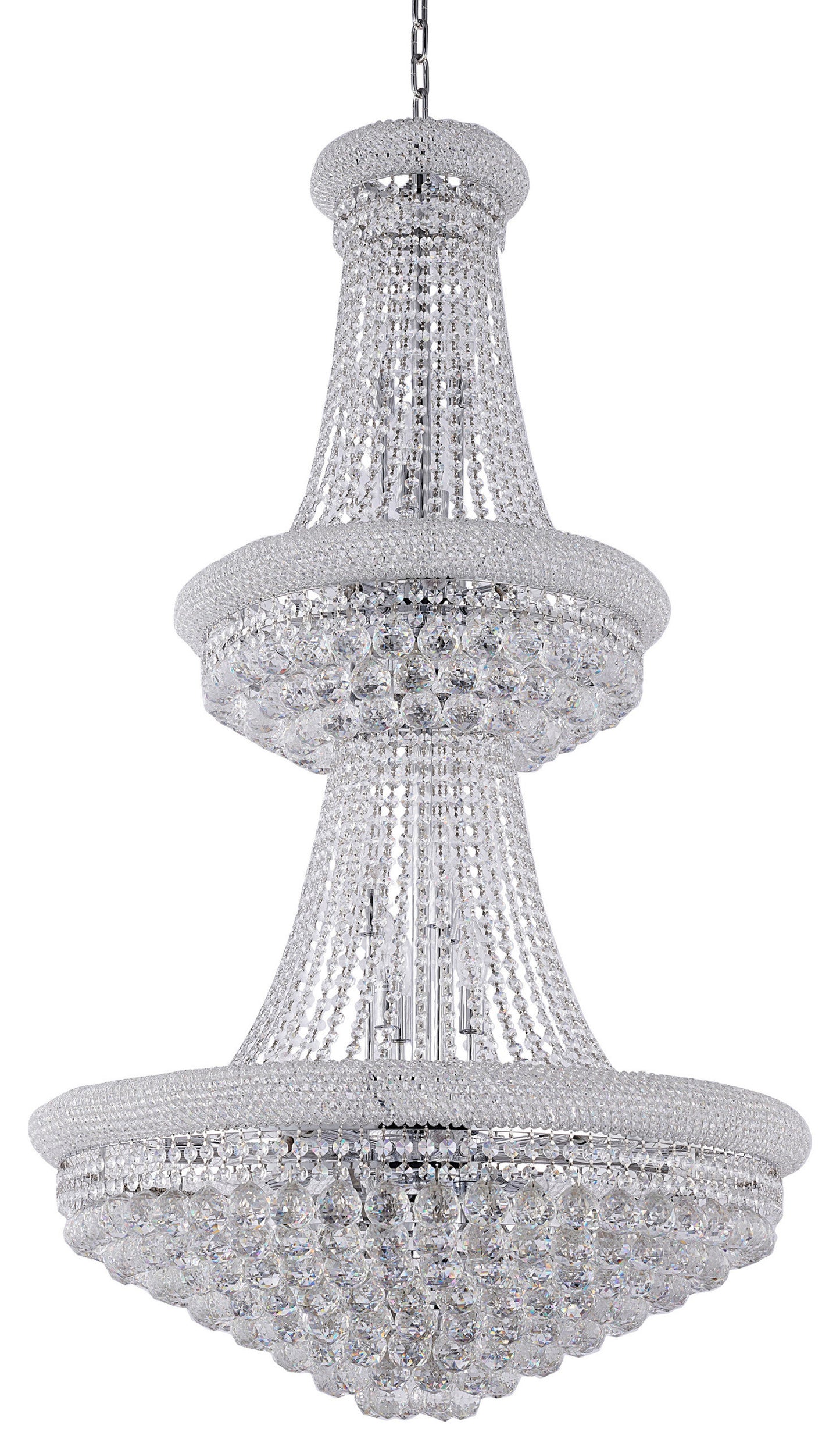 32-Light 30" Chrome Metal Chandelier With CrystalsBy Design Living