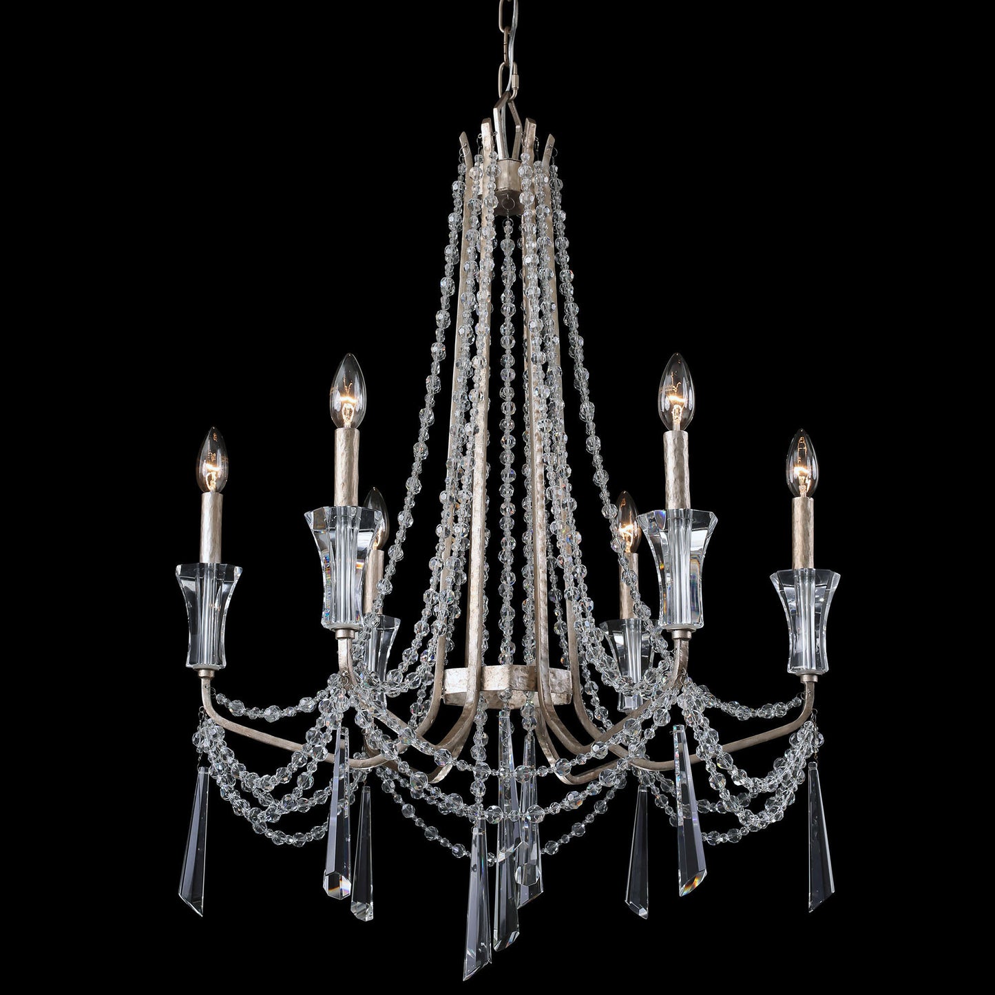 Varaluz 270C06 Barcelona 6 Light 27"W Crystal Chandelier - Transcend SilverBy Varaluz