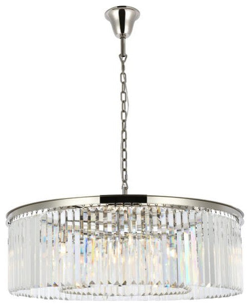 Elegant Lighting 1238G43/RC Sydney 10 Light 44"W Crystal Drum - Matte BlackBy Elegant Furniture & Lighting