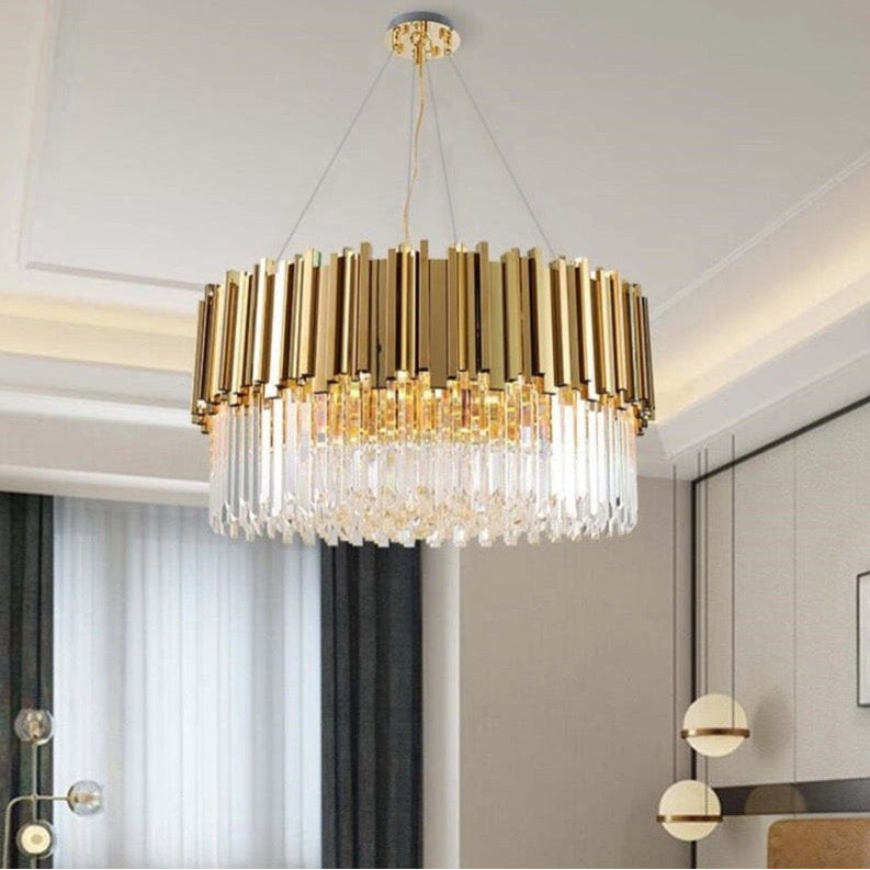 Gio Gold Plated Crystal Chandelier, Diameter 40"By MORSALE
