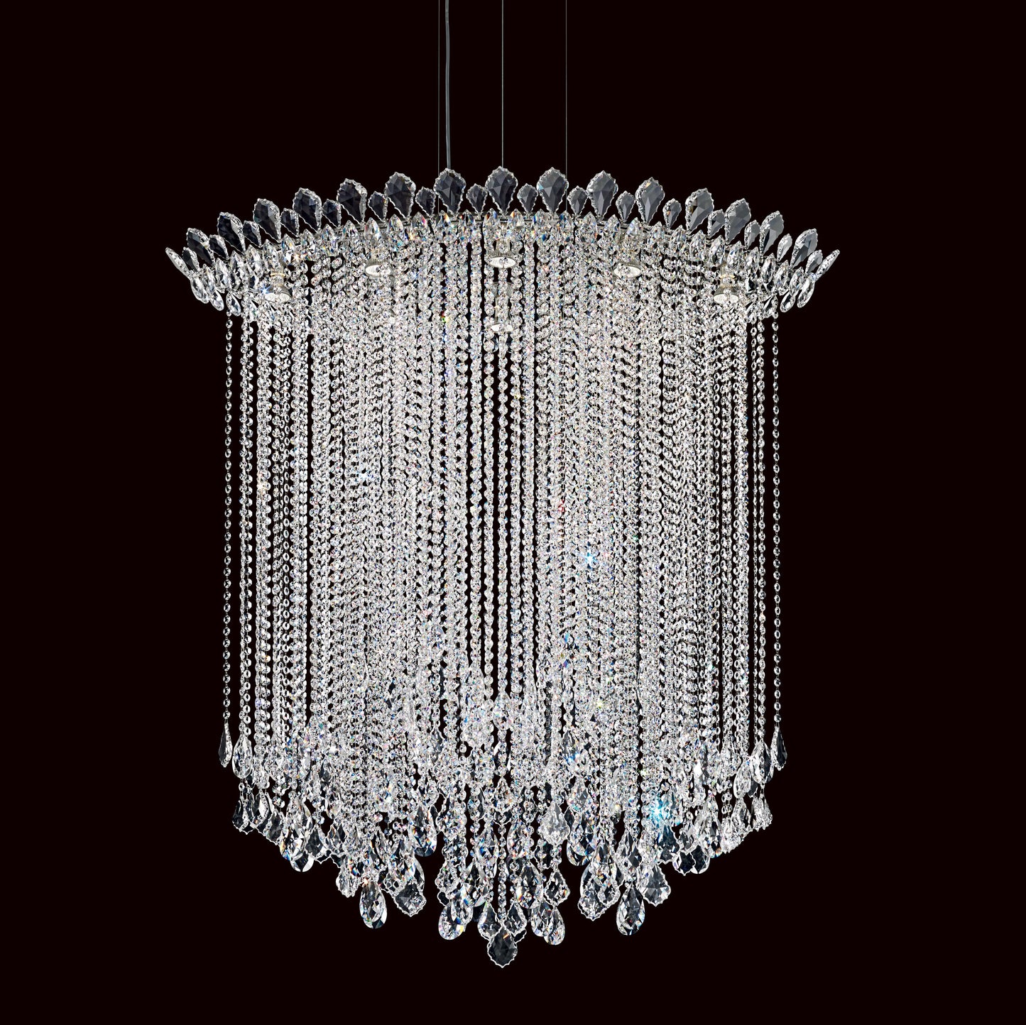 Trilliane Strands 8-Light Pendant in Stainless Steel With Clear Heritage CrystalBy Schonbek