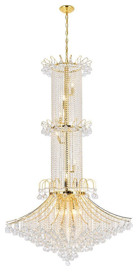 Elegant Lighting V8008G44/RC Toureg 20 Light 44"W Crystal - GoldBy Elegant Furniture & Lighting