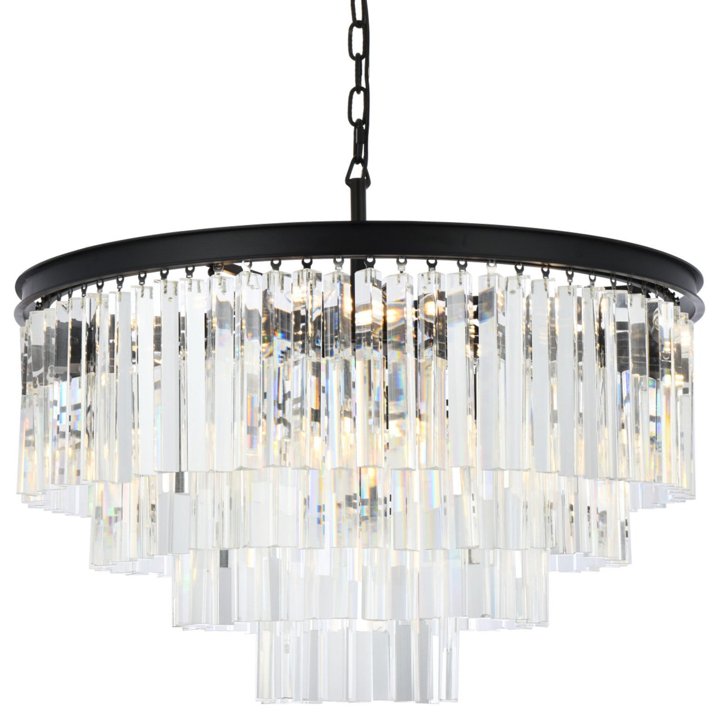 Elegant Lighting 1201D32/RC Sydney 17 Light 32"W Crystal - Matte BlackBy Elegant Furniture & Lighting