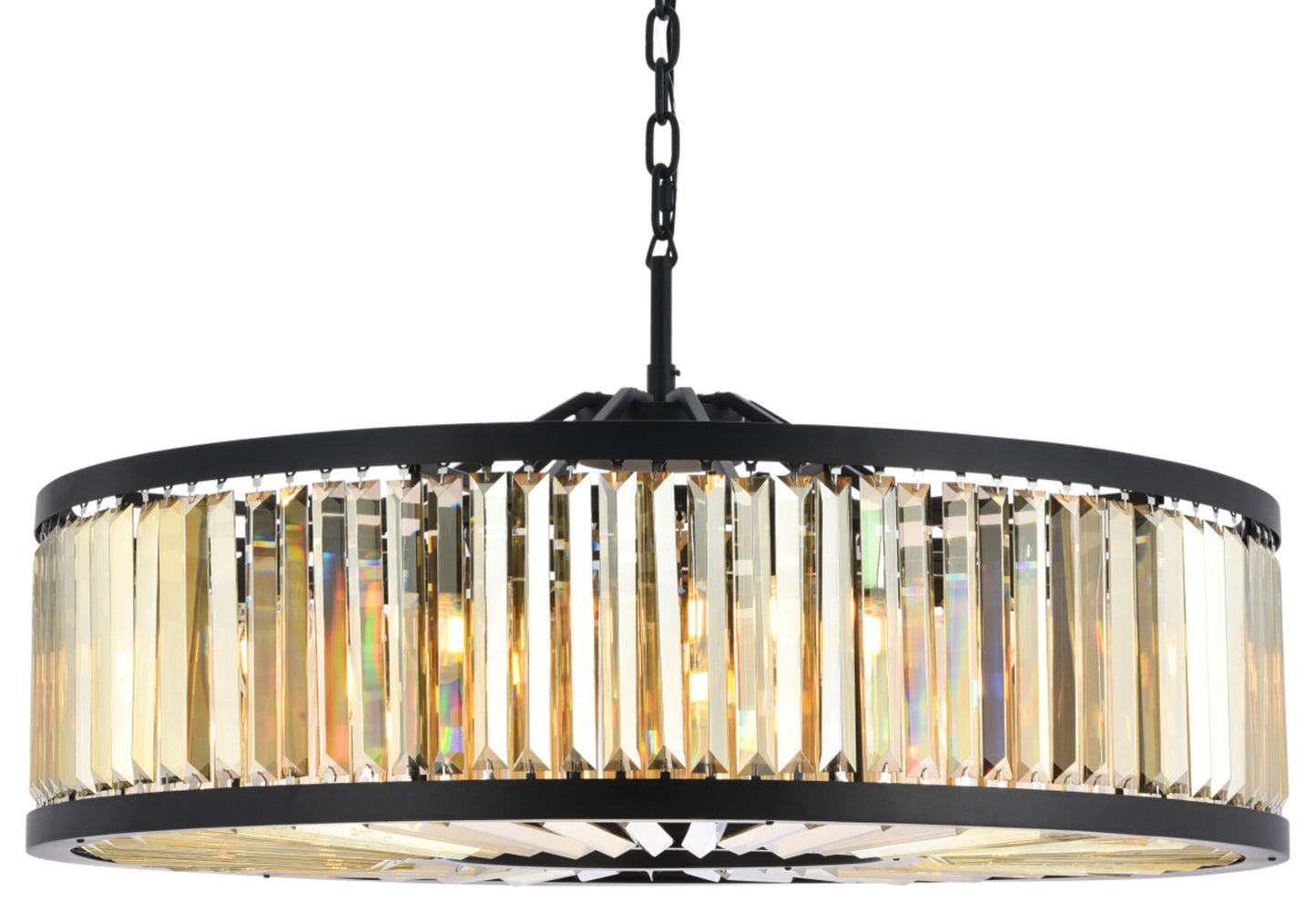 Elegant Lighting 1233G43-GT/RC Chelsea 10 Light 44"W Crystal Drum - Matte BlackBy Elegant Furniture & Lighting