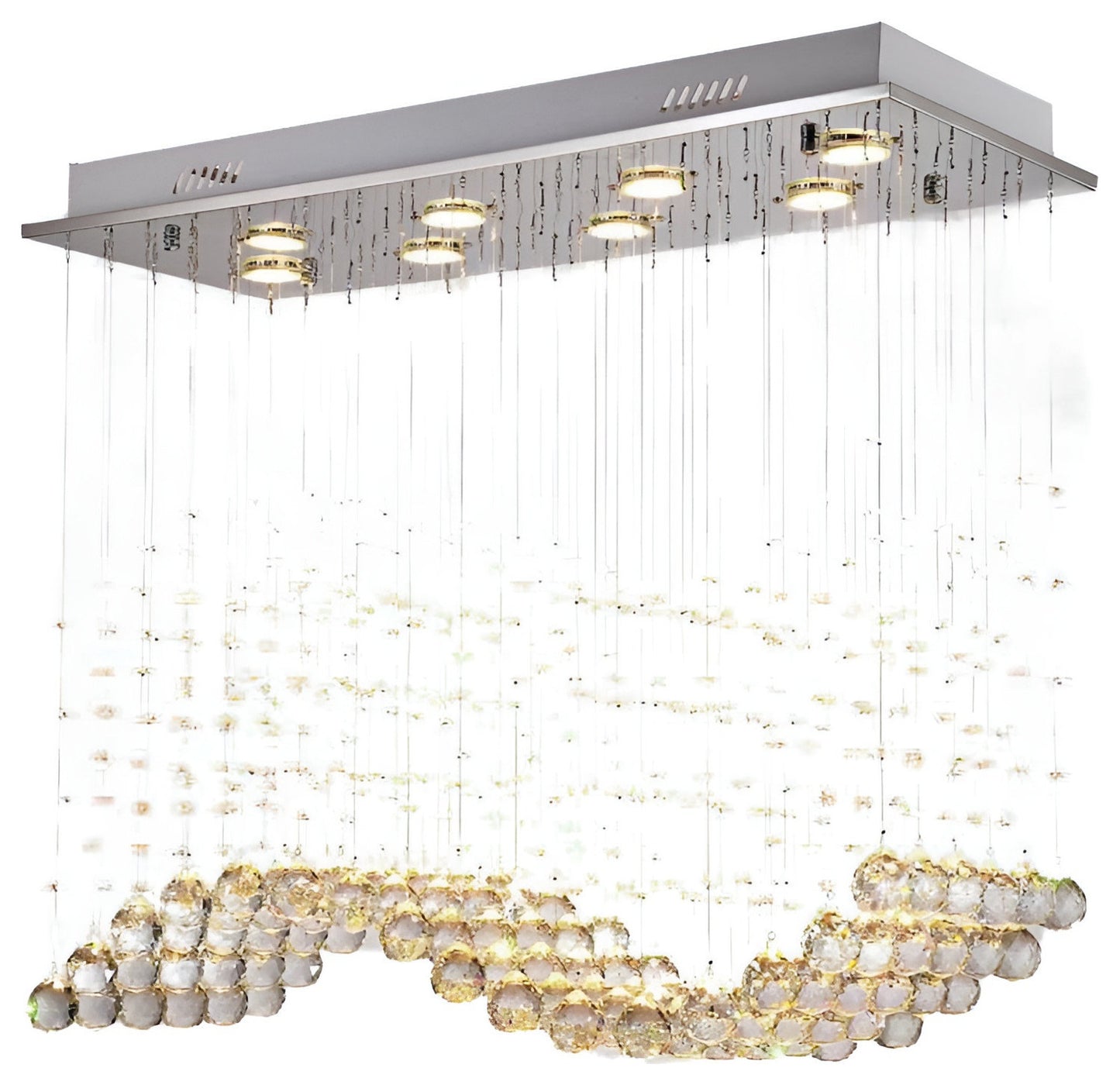Agropoli | Luxury Rectangle LED Crystal Lamp for Dining Room, L39.4xw9.8xh39.4", Cool LightBy Miron Demid LLC