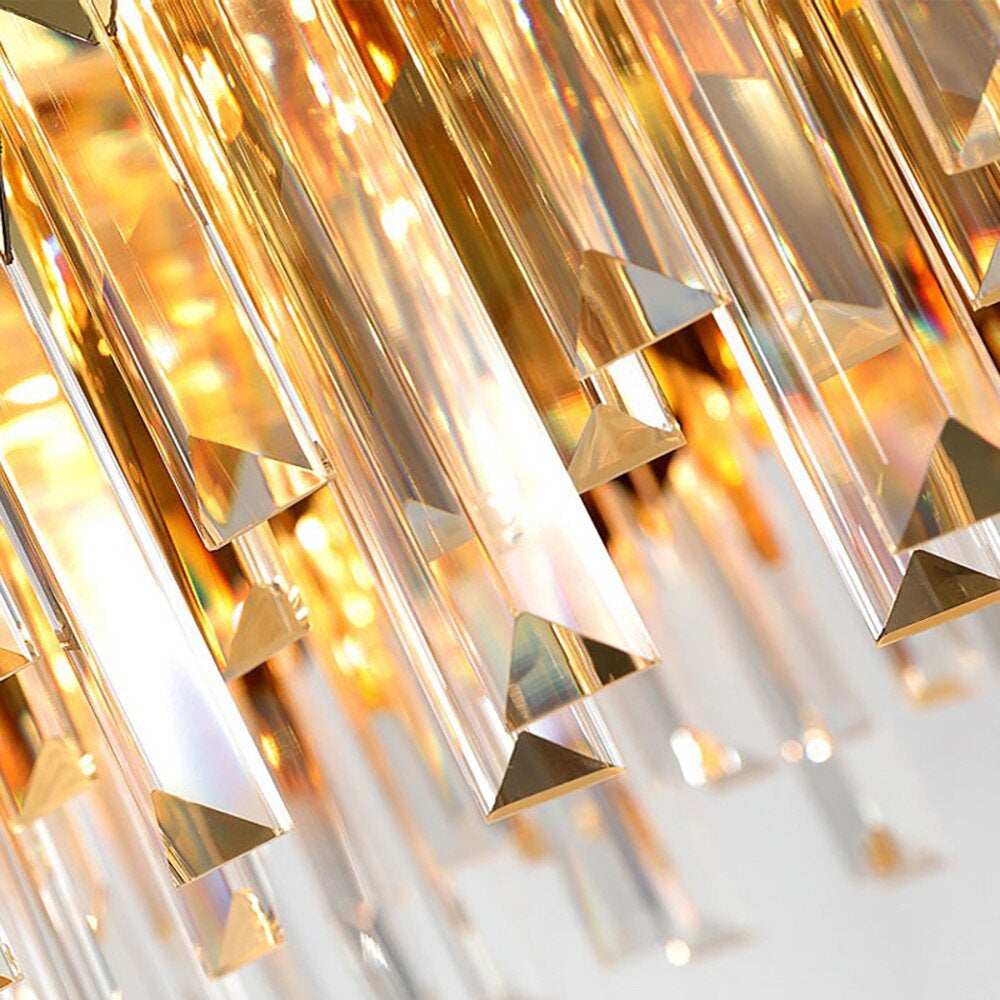 Gent | Drum Gold Crystal Chandelier for Living Room, 31.5"By Miron Demid LLC