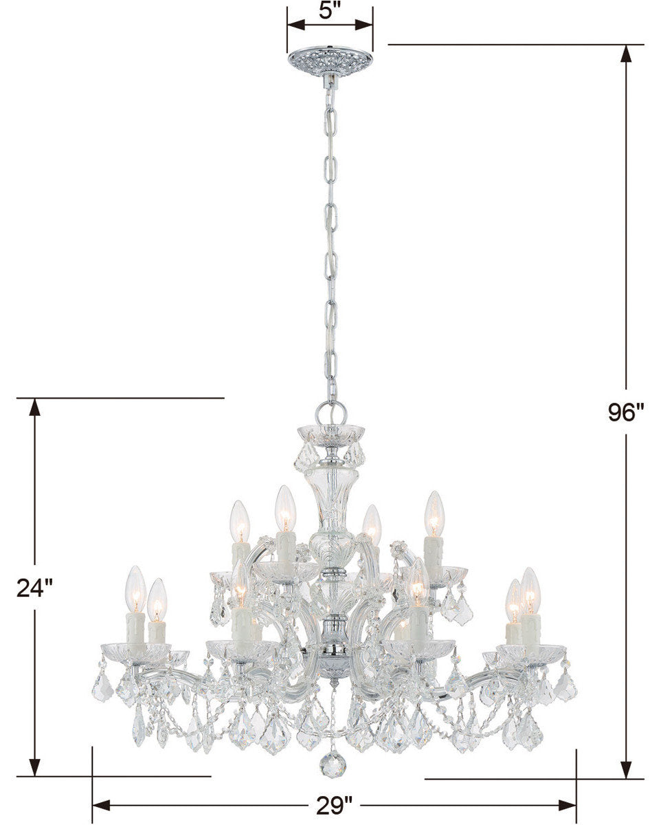 Maria Theresa 12 Light Chandelier, Swarovski Spectra, Polished ChromeBy Crystorama Lighting