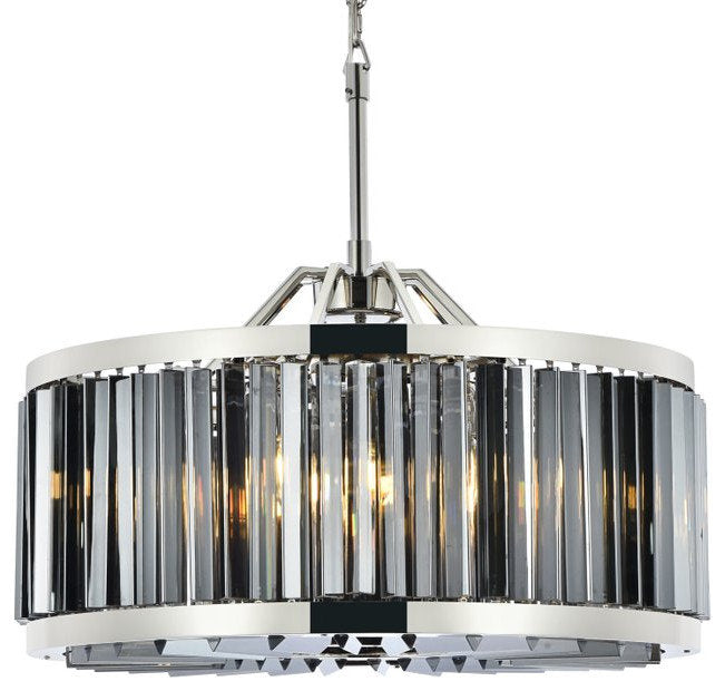 Elegant 1203D28PN-SS/RC Chelsea 8-Light Polished Nickel Chandelier Silver ShadeBy Elegant Furniture & Lighting