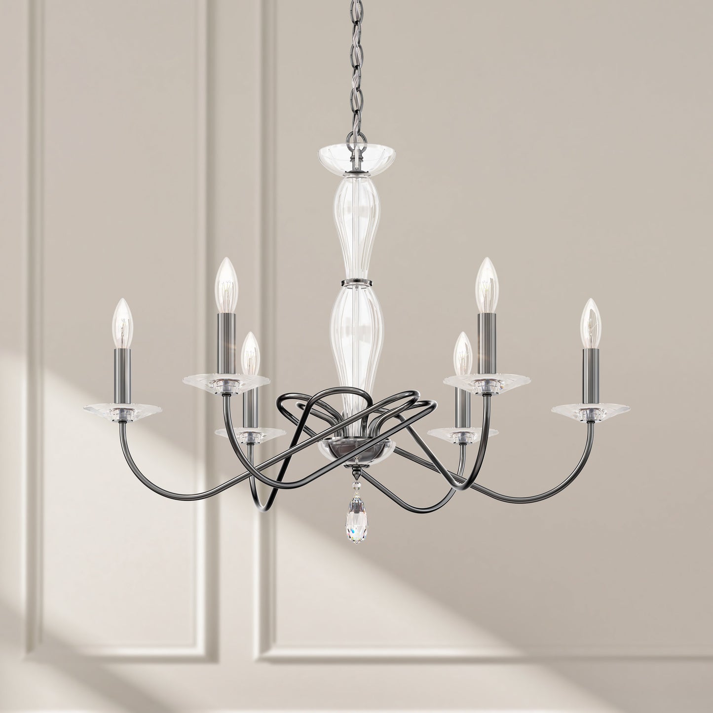 Schonbek Vx1006N-49H 6 Light Crystal Chandelier, Black PearlBy Schonbek