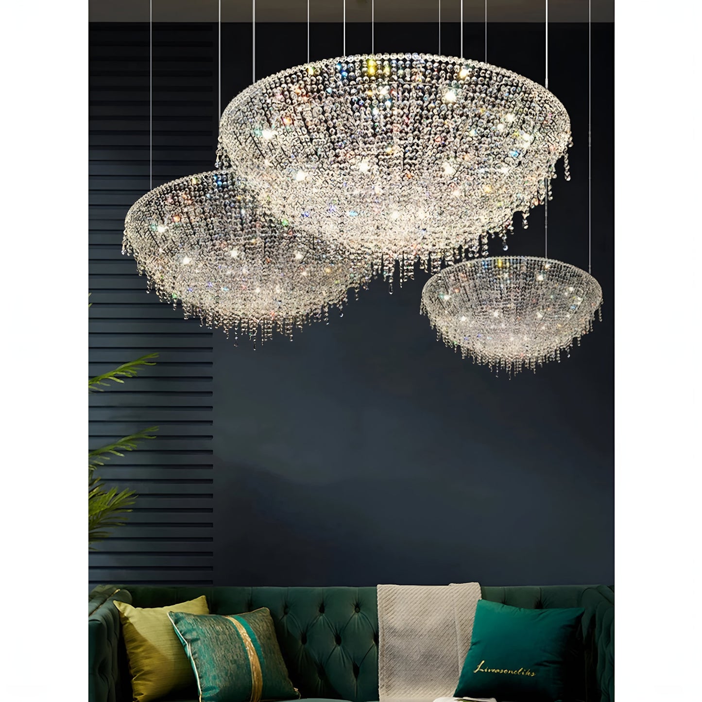 Bendejun | Luxury Brilliant Drops Crystal Chandelier, Dia23.6xh11.8", Warm LightBy Miron Demid LLC