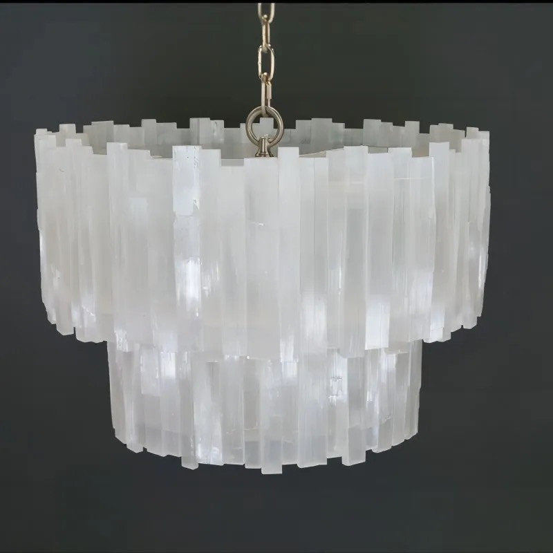 Selenite Chandelier, 3 Tiers, 30" W x 30" HBy Akari Lanterns