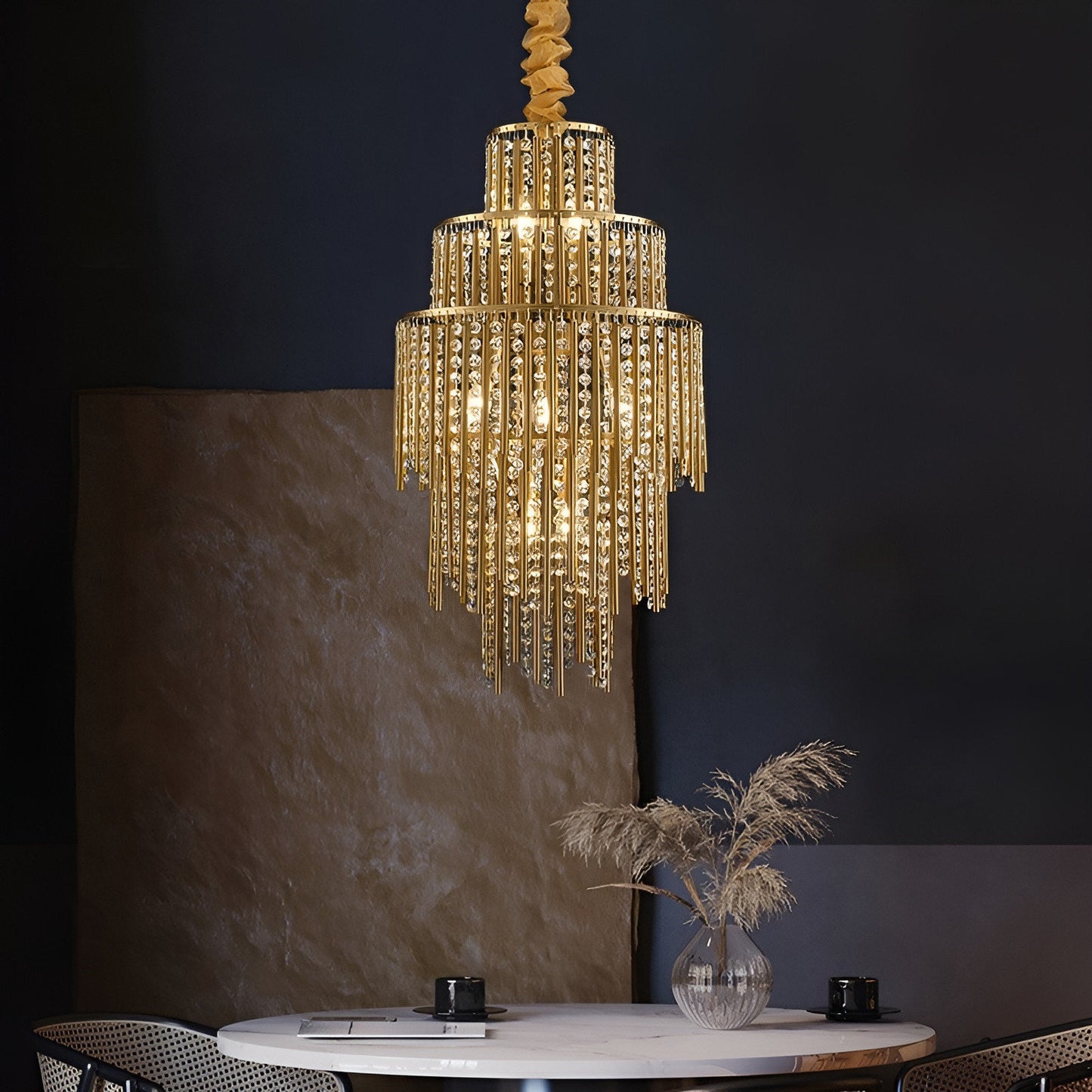 Antibes | Luxury Gold Chandelier With Crystal Balls, Cool Light, Non-DimmableBy Miron Demid LLC