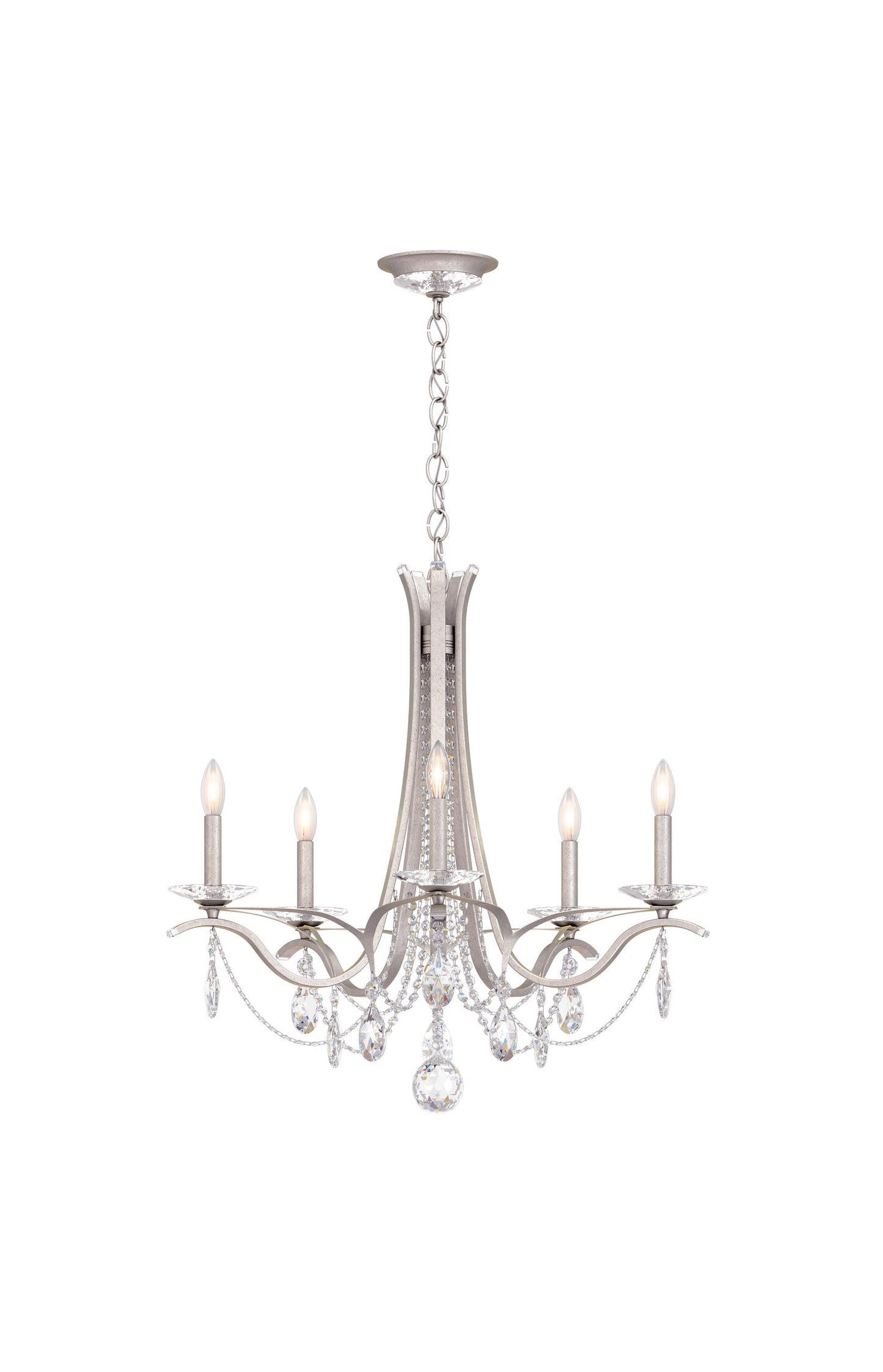 Schonbek Va8335N-48S 5 Light Crystal Chandelier, Antique SilverBy Schonbek