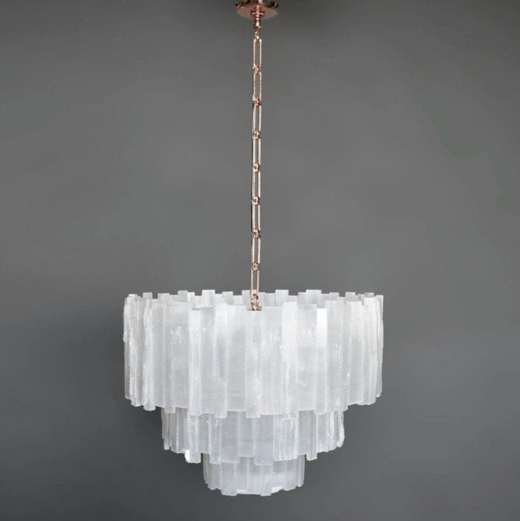 Selenite Chandelier, 3 Tiers, 30" W x 30" HBy Akari Lanterns