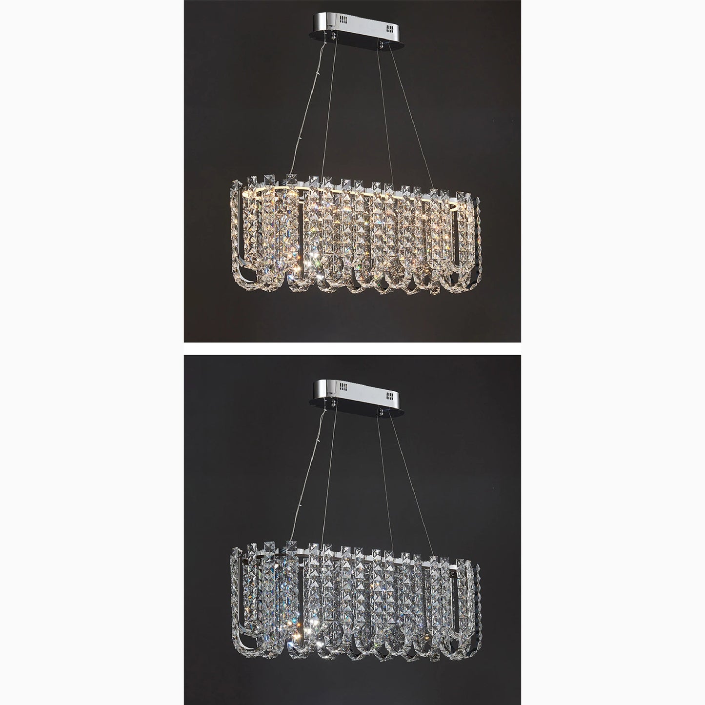 Cagnano Amiterno | Posh Large LED Crystal Pendant Chandelier, 1 Layer Medium2 -Dia31.5", Cool LightBy Miron Demid LLC