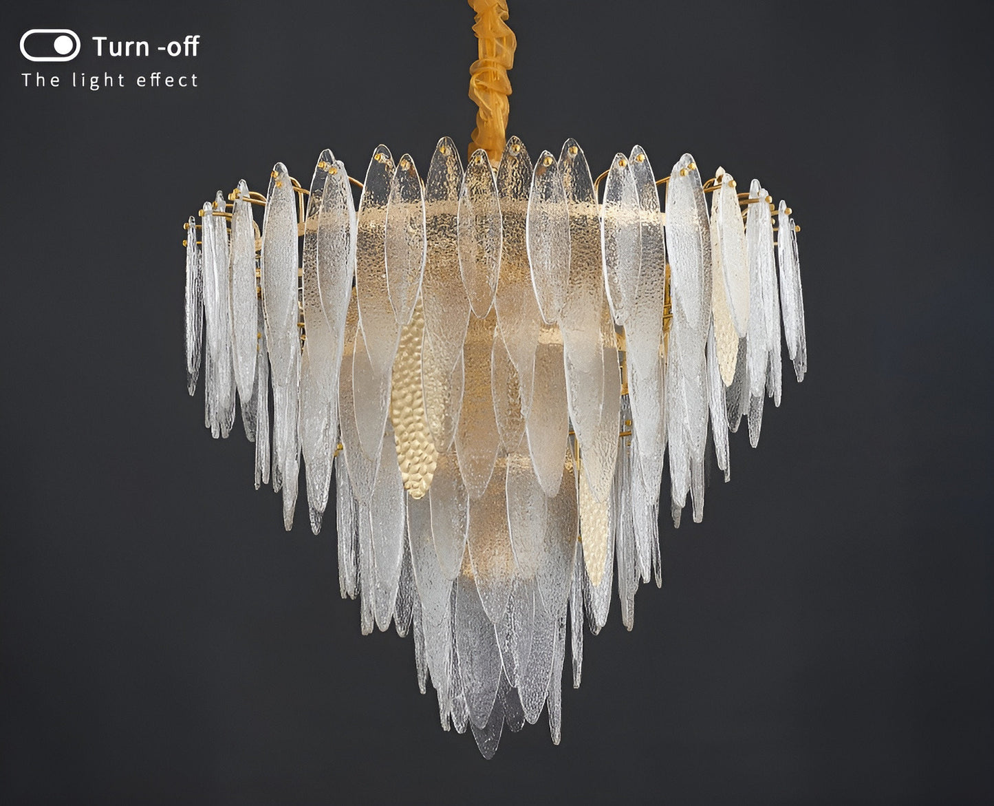 Altavilla Irpina | Round Gold Frosted/Smoke Gray/Blue Crystal Chandelier, Gold, Dia31.5"By Miron Demid LLC